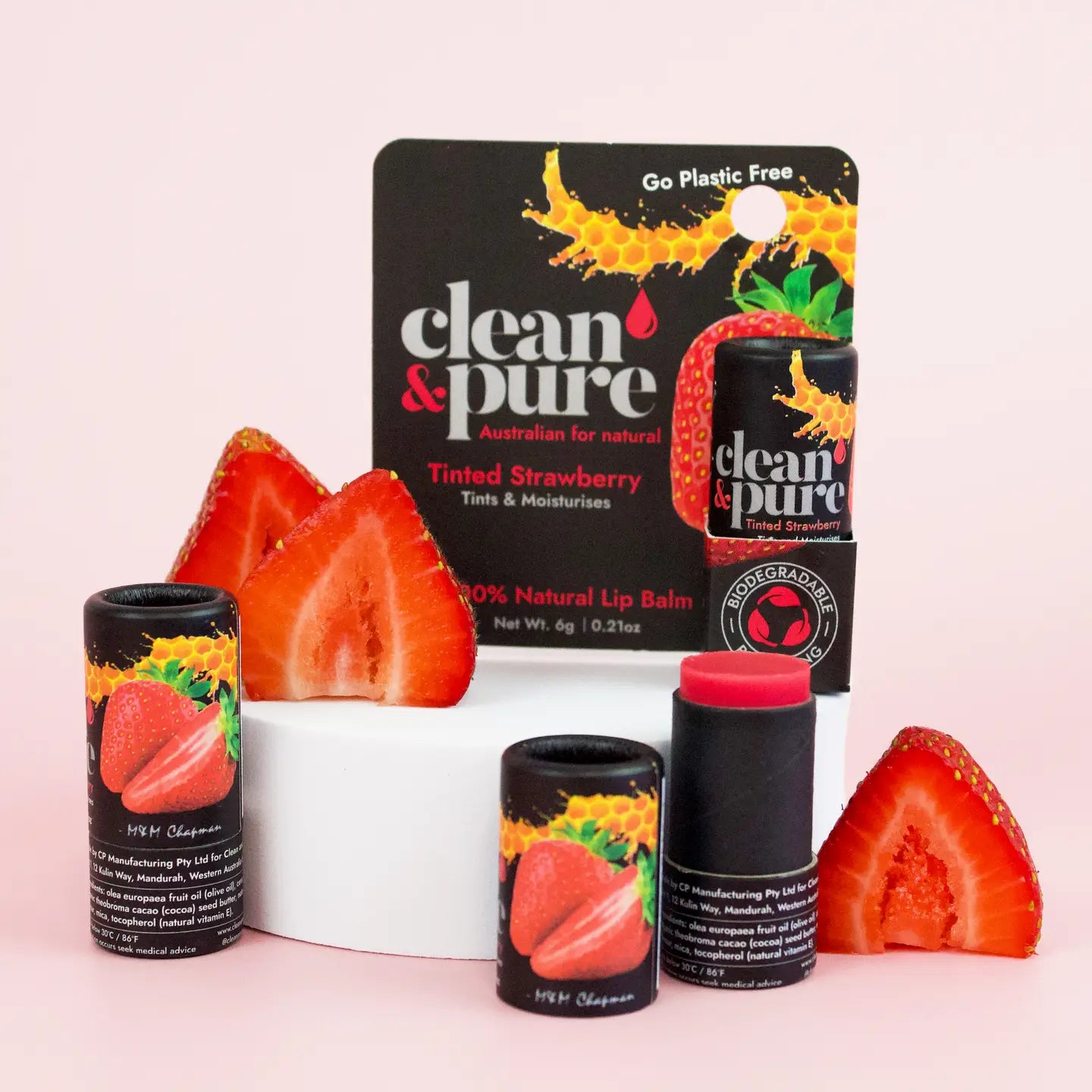 Go Plastic Free Tinted Strawberry Lip Balm 6.0g