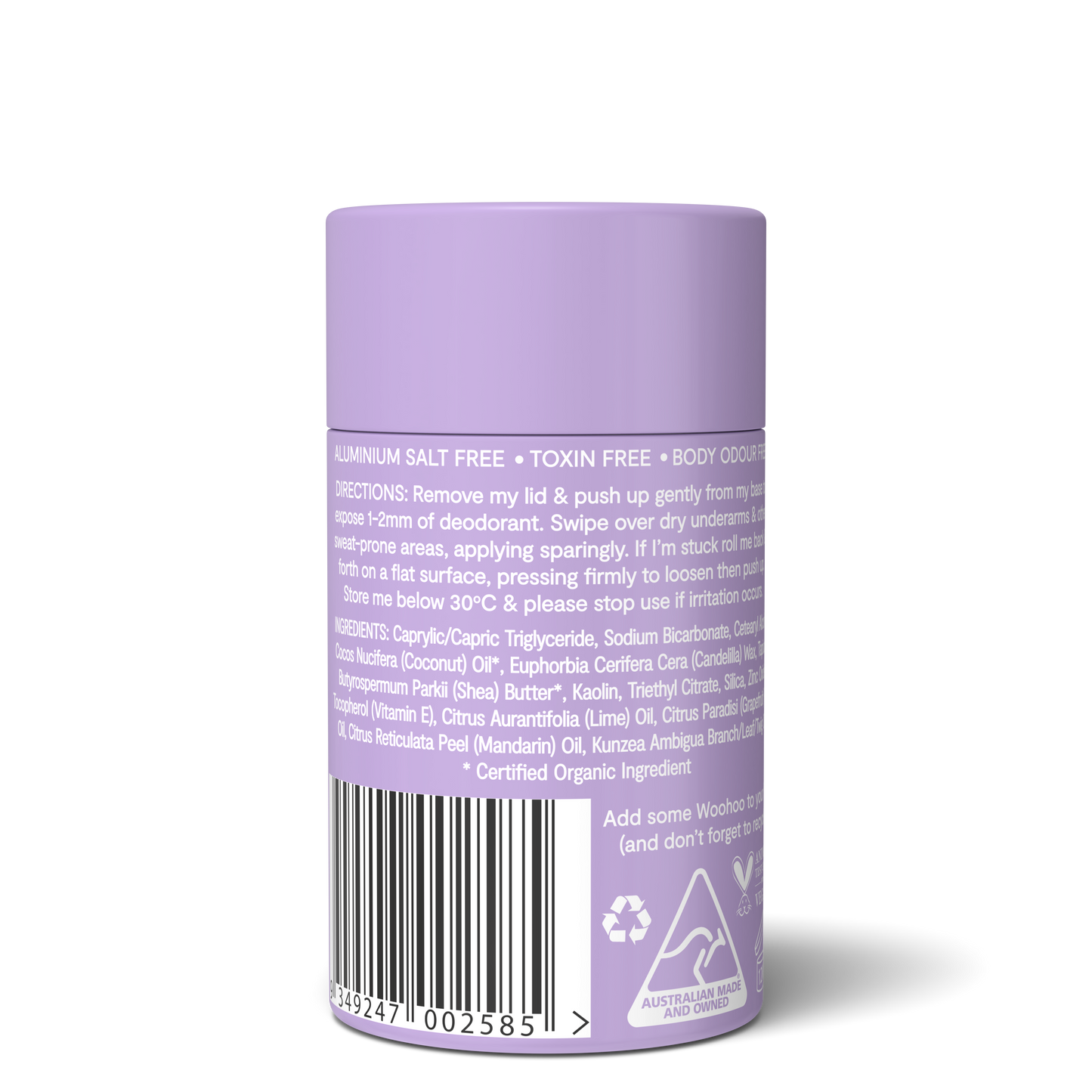 Woohoo Deodorant & Anti-Chafe Stick (Pop) 60g