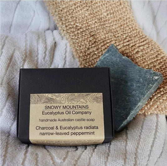 Castile Charcoal Soap Bar Eucalyptus | Handmade Natural Detox Soap from Snowy Mountains
